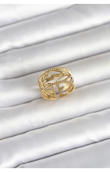 316l Çelik Gold Renk Başak Model Kadın Yüzük - Çok Renkli 316l Çelik Gold Renk Başak Model Kadın Yüzük - Çok Renkli
