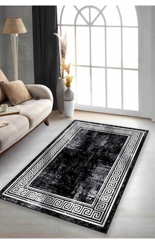 Siyah Çerçeveli Kaymaz Taban Makinede Yıkanabilir Halı Ar166n11