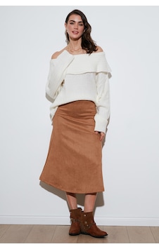 Lela Streç Regular Fit Yüksek Bel Midi Boy Süet Çan Bayan Etek 5866180 Vizon Lela Streç Regular Fit Yüksek Bel Midi Boy Süet Çan Bayan Etek 5866180 Vizon