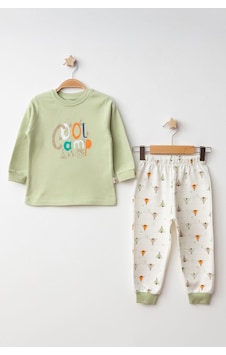 Mini Damla Pijama Takımı Penye Cool Camp Baskılı Yeşil-11383 Yeşil Mini Damla Pijama Takımı Penye Cool Camp Baskılı Yeşil-11383 Yeşil