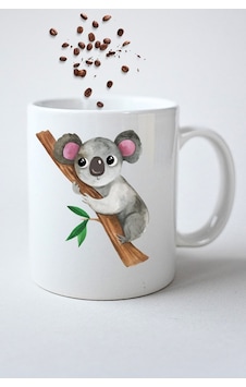 Cute Koala Baskılı Hediye Kupa Bardak Porselen Çay Kahve Fincanı Beyaz Cute Koala Baskılı Hediye Kupa Bardak Porselen Çay Kahve Fincanı Beyaz