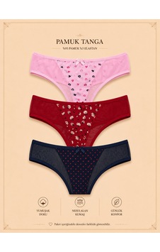 Intive Comfort Desenli Transparan Detaylı Lacivert/pembe/kırmızı Çok Renkli Intive Comfort Desenli Transparan Detaylı Lacivert/pembe/kırmızı Çok Renkli