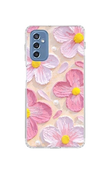 Samsung Galaxy M52 Uyumlu Pembe Beyaz Çiçekler Sulu Boya Baskılı Silikon Kılıf Samsung Galaxy M52 Uyumlu Pembe Beyaz Çiçekler Sulu Boya Baskılı Silikon Kılıf