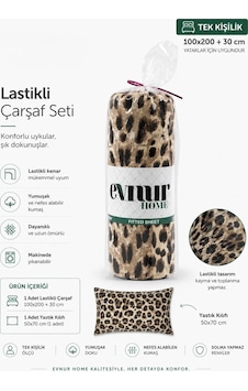 Evnur Home Leoparlı Lastikli Çarşaf Seti Tek Kişilik Çok Renkli Evnur Home Leoparlı Lastikli Çarşaf Seti Tek Kişilik Çok Renkli