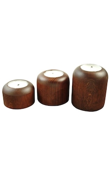 Pandora Ahşap Üçlü Tealight Düz