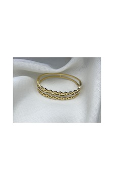 Atabijuteri Taşlı Minik Çiçek Kelepçe Gold & Silver Design Altın - 653356677 Altın