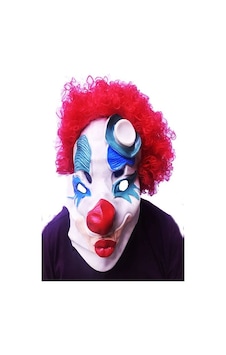Kırmızı Renk Afro Bonus Peruklu Palyaço Lateks Et Maske Standart Kırmızı Renk Afro Bonus Peruklu Palyaço Lateks Et Maske Standart
