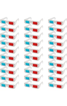 Zerodeko 30'lu 3d Kağıt Gözlük Paketi Kırmızı Mavi Lensli Anaglyph Film Gözlük Beyaz Karton Çerçeveler Yetişkinler İçin Hafif Ve Cilt Dostu Ev Sineması Ve Filmler İçin 3d Video Gözlük