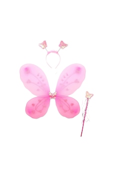 Toz Pembe Renk Kelebek Kanadı Tacı Ve Sopası 50x37 Cm Pop Toz Pembe Renk Kelebek Kanadı Tacı Ve Sopası 50x37 Cm Pop