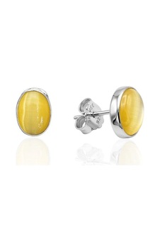 Oya Silver Sarı Sedef Taşlı Oval Gümüş Küpe 0.8x0.6cm Oyok374 Oya Silver Sarı Sedef Taşlı Oval Gümüş Küpe 0.8x0.6cm Oyok374