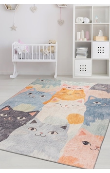 Artloop Minor Kedi Desenli Dokuma Taban Dekoratif Çocuk Odası Halısı Al 434 Kırmızı