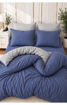 More Home Çift Kişilik Nevresim Takımı Lastikli Çarşaflı Mavi Gri Gri-mavi More Home Çift Kişilik Nevresim Takımı Lastikli Çarşaflı Mavi Gri Gri-mavi