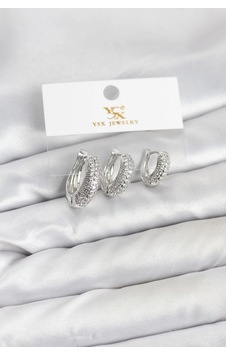 Mey İthalat Pirinç Gümüş Renk Zirkon Taşlı Halka Model Ysx Trio Küpe Seti Çok Renkli Mey İthalat Pirinç Gümüş Renk Zirkon Taşlı Halka Model Ysx Trio Küpe Seti Çok Renkli