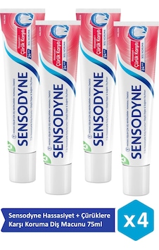 Sensodyne Hassasiyet + Çürüklere Karşı Koruma Diş Macunu 75ml X 4 Adet Beyazlık Sensodyne Hassasiyet + Çürüklere Karşı Koruma Diş Macunu 75ml X 4 Adet Beyazlık