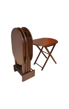 Zigon Sehpa Oval Çanta Kayın Torna Iskelet Parlak Ceviz Boya El Y (321836729)