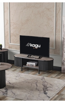 Kagu Boston Serisi Tv Ünitesi Siyah Metal Gri Ahşap
