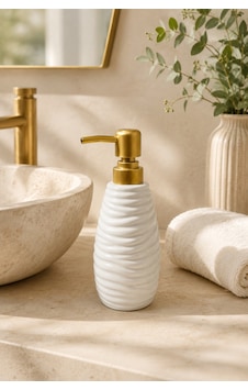 Wavy Dalgalı Dokulu Premium Gold Pompalı Dekoratif Sıvı Sabunluk 400 Ml 18 Cm X 7 Cm Beyaz Wavy Dalgalı Dokulu Premium Gold Pompalı Dekoratif Sıvı Sabunluk 400 Ml 18 Cm X 7 Cm Beyaz