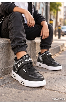 Mini Bonito Unisex Çocuk Sneaker Işıklı Tabanlı Günlük Spor Ayakkabı 26-30 Numara Arası Işıklı Siyah