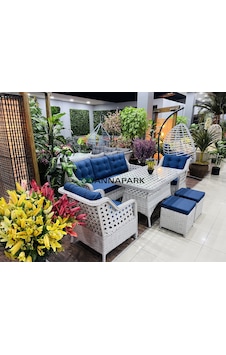Annapark Marina Rattan Balkon Bahçe Oturma Takımı Beyaz