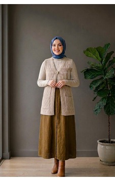 Ulupazarlama Yumoş Ponpon Bağlamalı Yelek - Kahve Çok Renkli Ulupazarlama Yumoş Ponpon Bağlamalı Yelek - Kahve Çok Renkli