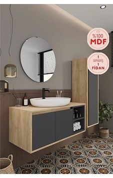 Gül 100 Cm %100 Mdf Lavabolu Banyo Dolabı Ayna Alt Dolap Lavabo Boy Dolabı Antrasit Gül 100 Cm %100 Mdf Lavabolu Banyo Dolabı Ayna Alt Dolap Lavabo Boy Dolabı Antrasit