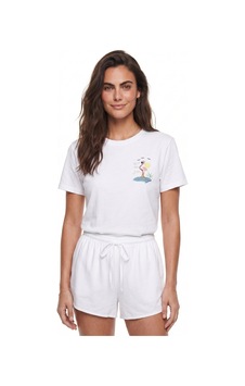 Onloox Kadın Beyaz Beyaz Pamuklu Kumaş Bisiklet Yaka Kısa Kollu Flamingo Nakış Detaylı Günlük Tasarım T-shirt Onloox Kadın Beyaz Beyaz Pamuklu Kumaş Bisiklet Yaka Kısa Kollu Flamingo Nakış Detaylı Günlük Tasarım T-shirt