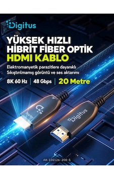 Digitus 20 Metre Hdmı Aoc Hibrit Fiber Optik Kablo 8k 60hz Uhd 48 Gbps Hdr Digitus 20 Metre Hdmı Aoc Hibrit Fiber Optik Kablo 8k 60hz Uhd 48 Gbps Hdr