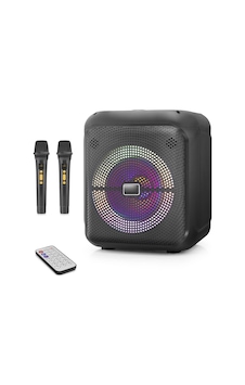Çift Karaoke Mikrofonlu Bluetooth Hoparlör Fm Radyo 20w 10.5 İnç Rgb Kumandalı Siyah Ndr2210 Çift Karaoke Mikrofonlu Bluetooth Hoparlör Fm Radyo 20w 10.5 İnç Rgb Kumandalı Siyah Ndr2210