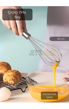 Çelik Çırpıcı Orta Boy Yumurta Çırpıcı Kek Çırpıcı Çorba Çırpıcısı 25 Cm Gri Çelik Çırpıcı Orta Boy Yumurta Çırpıcı Kek Çırpıcı Çorba Çırpıcısı 25 Cm Gri