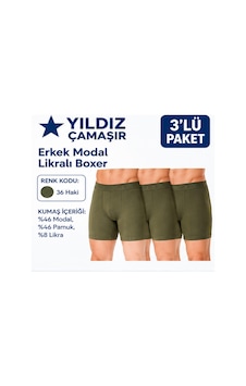Yıldız Çamaşır Erkek Modal Likralı Boxer 36-37-38-39-40-41-42 - 3 Adet Haki Yıldız Çamaşır Erkek Modal Likralı Boxer 36-37-38-39-40-41-42 - 3 Adet Haki