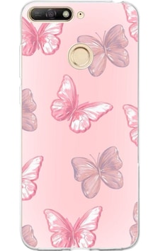Huawei Y6 2018 - Honor 7a Uyumlu Pembe Kelebekler Baskılı Silikon Kılıf Renkli Huawei Y6 2018 - Honor 7a Uyumlu Pembe Kelebekler Baskılı Silikon Kılıf Renkli