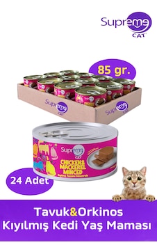 Supreme Cat Tavuk & Orkinos Kıyılmış Konserve Kedi Yaş Maması 24 x 85 G Supreme Cat Tavuk & Orkinos Kıyılmış Konserve Kedi Yaş Maması 24 x 85 G