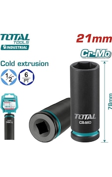 Total 21 Mm 1/2 Altı Köşe Darbeli Derin Lokma Thdıs12212l Total 21 Mm 1/2 Altı Köşe Darbeli Derin Lokma Thdıs12212l