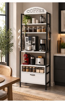 Sulorahome Metal Kahve Köşesi Ve Mutfak Düzenleyici Stand 196 Cm Beyaz Sulorahome Metal Kahve Köşesi Ve Mutfak Düzenleyici Stand 196 Cm Beyaz