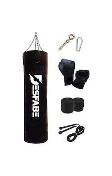 Desfabe BSS 120x32Cm Zincirli Kum Torba+Aparat+Eldiven+Bandaj+İp Siyah