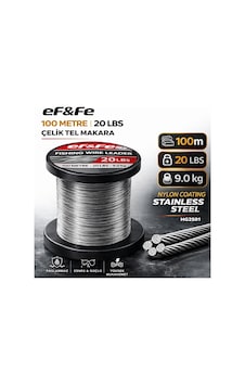 Effe Hg2501 Çelik Tel Makara 100m 20lbs 9.0kg Nylon Coating Stainless Steel 20 Lbs