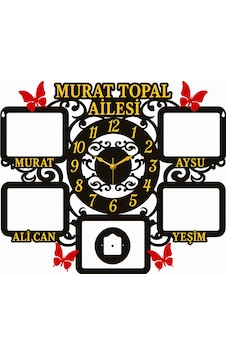 40x40 Cm Kişiye Özel Aile Fotoğraflı Mdf Duvar Saati 6 Mm Lazer Kesim Dekoratif Duvar Saati Murat Topal Ailesi Tasarımı 40x40 Cm Kişiye Özel Aile Fotoğraflı Mdf Duvar Saati 6 Mm Lazer Kesim Dekoratif Duvar Saati Murat Topal Ailesi Tasarımı