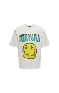 Only & Sons Erkek T-shirt Beyaz 22029524 Onsnırvana Lıfe Lıc Rlx Ss
