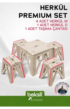 Outdoor Herkül Premium Katlanır Kamp Masa Takımı Seti-bej Çantalı Bej Bej Outdoor Herkül Premium Katlanır Kamp Masa Takımı Seti-bej Çantalı Bej Bej