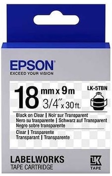 Epson Lk-5Tbn Transparan Üzerine Siyah Etiket