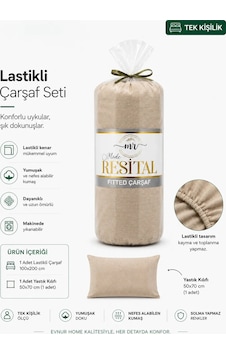 Resital Lastilki Çarşaf Seti Tek Kişilik Bej Resital Lastilki Çarşaf Seti Tek Kişilik Bej