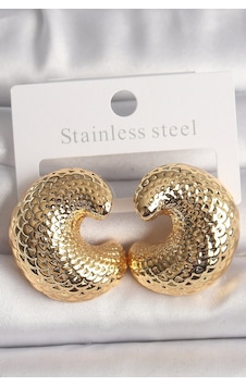 Pirinç Gold Renk Yılan Sırtı İşlemeli Yarım Halka Model Kadın Küpe Çok Renkli Pirinç Gold Renk Yılan Sırtı İşlemeli Yarım Halka Model Kadın Küpe Çok Renkli