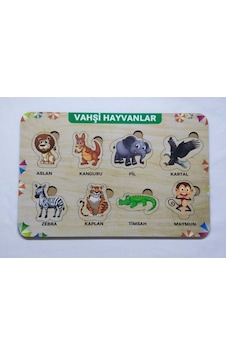 Ahşap Vahşi Hayvanlar Baskılı Puzzle Eğitici Oyuncak Ahşap Vahşi Hayvanlar Baskılı Puzzle Eğitici Oyuncak
