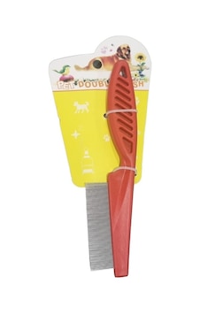 Pet Double Kedi ve Köpek Bit Fırçası Kırmızı 17 CM