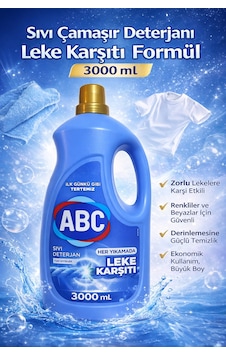 Sıvı Çamaşır Deterjanı Leke Karşıtı Etkili Temizlik Tüm Giysiler İçin 3000 Ml