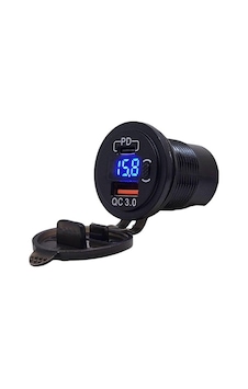 Babarvy Voltmetreli Type-c Ve Usb Girişi Butonlu Kapaklı