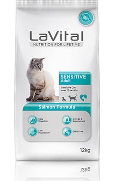 Lavital Sensitive Hassas Sindirim Sistemine Sahip Kediler İçin Somonlu Yetişkin Kedi Maması 12 Kg Lavital Sensitive Hassas Sindirim Sistemine Sahip Kediler İçin Somonlu Yetişkin Kedi Maması 12 Kg