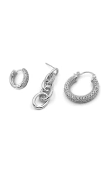 3'lü Halka Küpe - Gümüş Çok Renkli 31421687 3'lü Halka Küpe - Gümüş Çok Renkli 31421687
