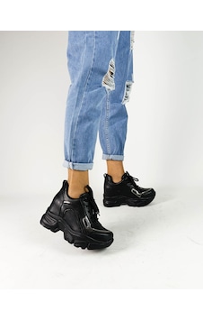 Gdt Ayakkabı Siyah Renk İçten Gizli Yüksek Bağcıklı Topuk Kadın Sneakers Gdt Ayakkabı Siyah Renk İçten Gizli Yüksek Bağcıklı Topuk Kadın Sneakers