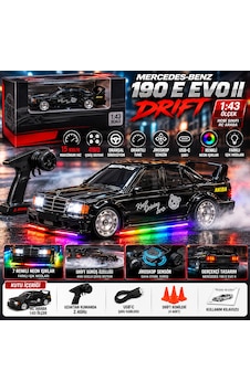 Mercedes 190 E Evo Iı Drift 1:43 Hobi Sınıfı Uzaktan Kumandalı Rc Araba 15 Km/h 4wd Neon Işıklı Mercedes 190 E Evo Iı Drift 1:43 Hobi Sınıfı Uzaktan Kumandalı Rc Araba 15 Km/h 4wd Neon Işıklı